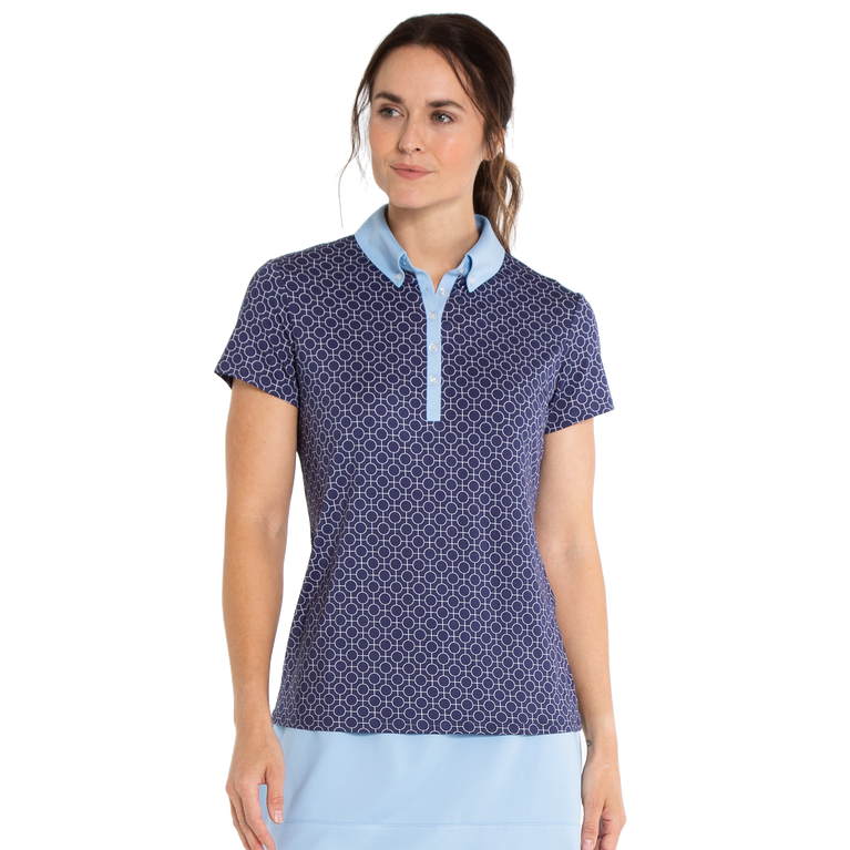 Fairway Drive Collection: O-Line Print Contrast Color Polo Shirt
