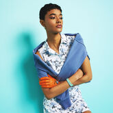 Alternate View 3 of Floral Print Silky Tech Sleeveless Polo