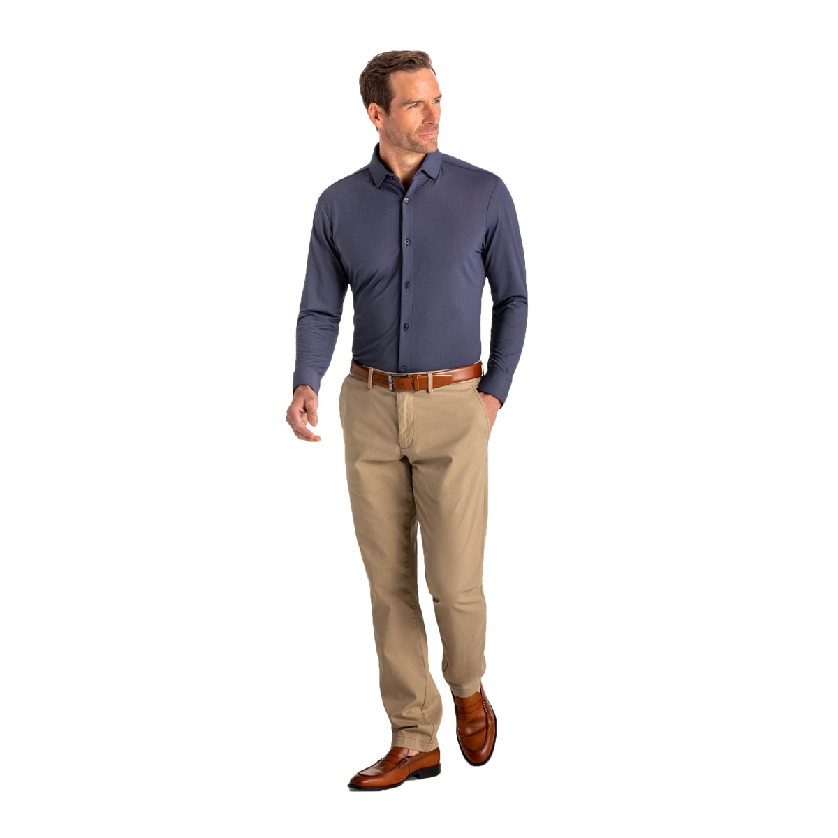 Mizzen & Main Woolworth Navy Knit Dress Shirt PGA TOUR Superstore