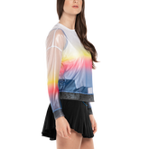 Alternate View 1 of Neon Light Ombre Mesh Long Sleeve Pullover Top