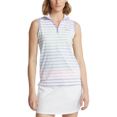 Multi Stripe Sleeveless Quarter Zip Polo Shirt