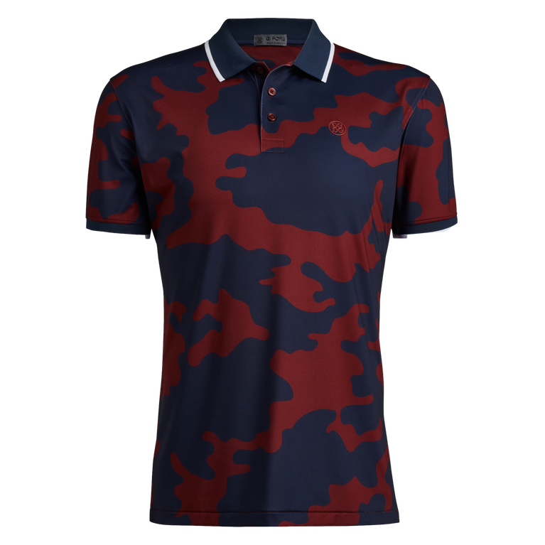 Exploded Camo Rib Collar Tech Jersey Slim Fit Polo