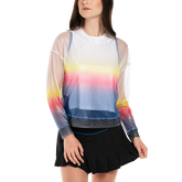 Neon Light Ombre Mesh Long Sleeve Pullover Top