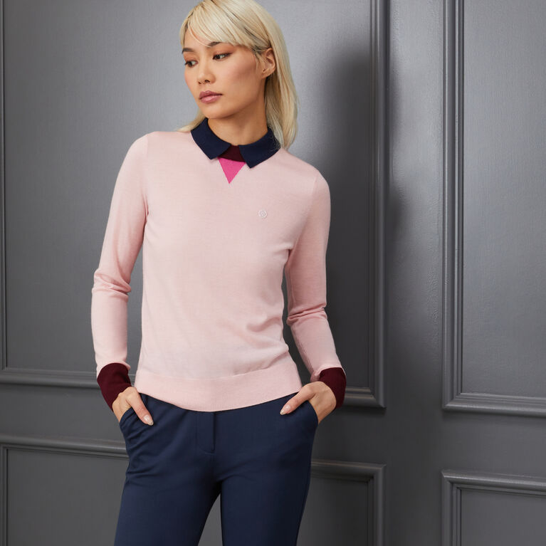 G/FORE Layered Merino Wool Long Sleeve Polo Sweater PGA TOUR Superstore