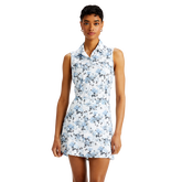 Floral Print Silky Tech Sleeveless Polo