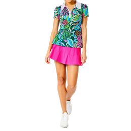 Frida Puff Short Sleeve Sunshine Jungle Print Polo Shirt