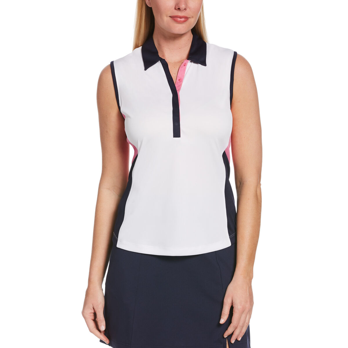 PGA TOUR Apparel Color Block Sleeveless Golf Polo Shirt PGA TOUR