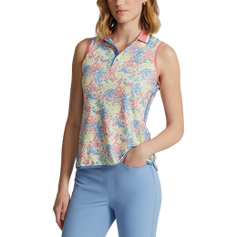 Airflow Floral Print Sleeveless Polo Shirt