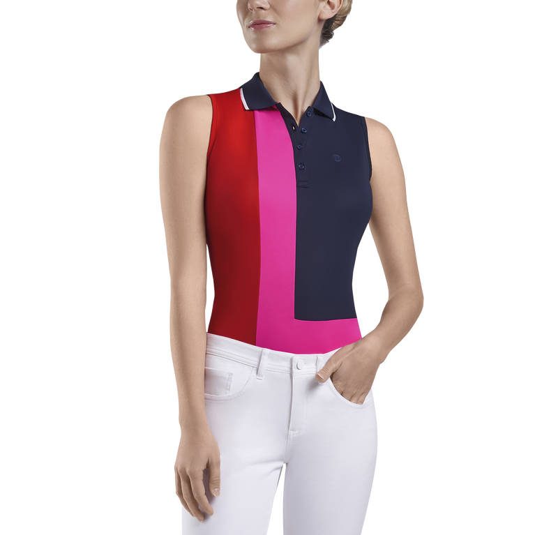 Colorblock Sleeveless Polo Shirt