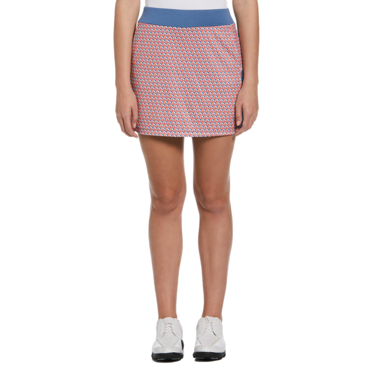 Geometric Fish Print Side Blocked 16&quot; Golf Skort