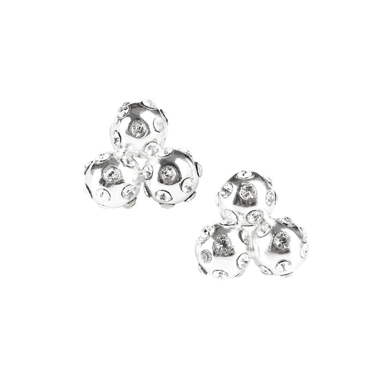 Chelsea Charles Par 3 Silver & Clear Crystal Golf Ball Cluster Earrings