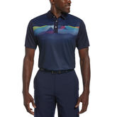 High Contrast Ombre Geo Print Short Sleeve Golf Polo Shirt
