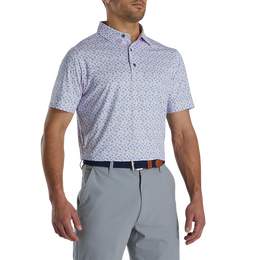 Athletic Fit Beach Print Lisle Self Collar Polo
