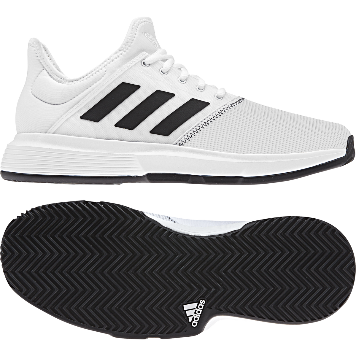 adidas GameCourt Men #39 s Tennis Shoe White/Black PGA TOUR Superstore