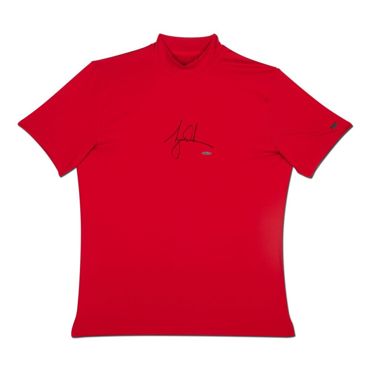 Upper Deck Tiger Woods Autographed Nike Red Vapor Dry Mock Turtleneck