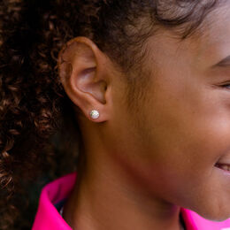 CC Sport Silver Golf Ball Earrings for Little Girls &amp; Tweens