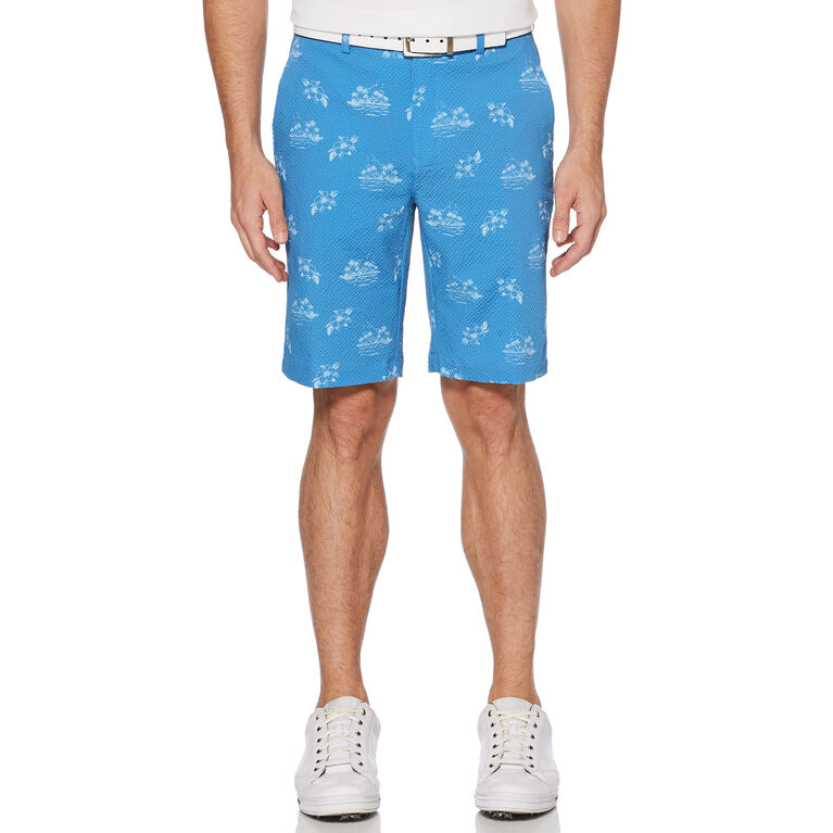PGA TOUR Seersucker Conversational Print Flat Front Golf Short with