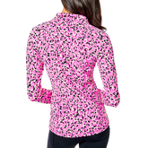 Alternate View 1 of Justine Pink Leopard Luxetic Quarter Zip Pull Over