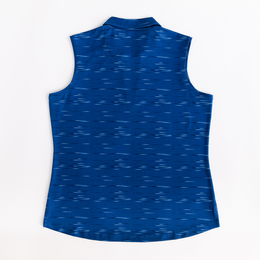 Mini Square Print V-Neck Sleeveless Polo Shirt
