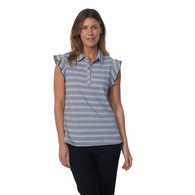 Daily Sports Vienne Striped Sleeveless Frilled Polo Shirt PGA TOUR