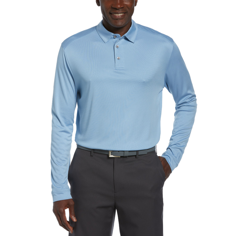 PGA TOUR Apparel Birdseye Jacquard Long Sleeve Golf Polo Shirt PGA TOUR Superstore