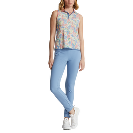 Airflow Floral Print Sleeveless Polo Shirt