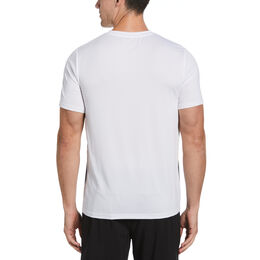 Multi-Line Panel Print Short Sleeve Men&#39;s Tennis Shirt