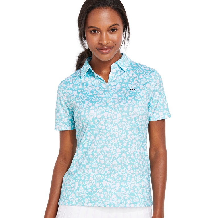 Vineyard Vines Tropical Ditsy Floral Short Sleeve Polo Shirt PGA
