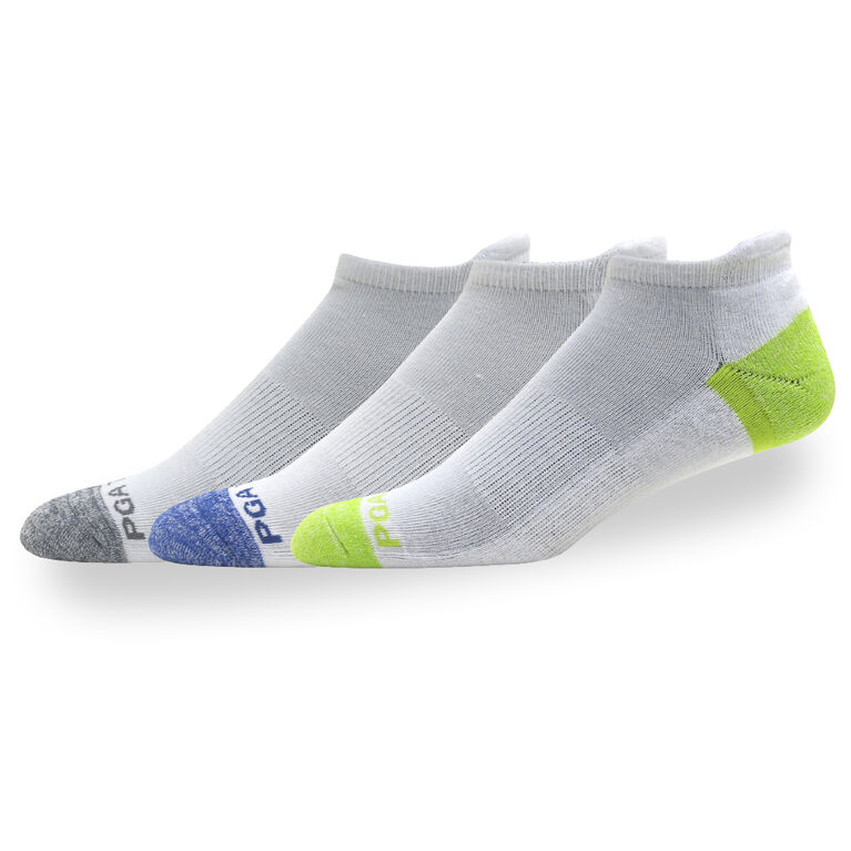 MEN&#39;S PRO SERIES NO SHOW WITH TAB  3-PACK - Lime/Blue/Grey