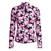 Alternate View 4 of Floral Silky Tech Ruched Quarter Zip Pull Over