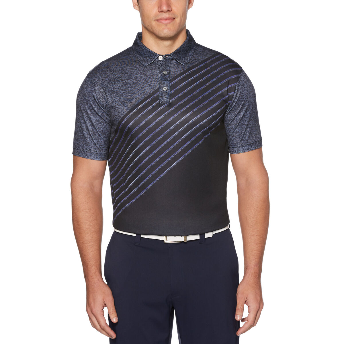 PGA TOUR Asymmetrical Print Short Sleeve Polo Golf Shirt | PGA TOUR ...