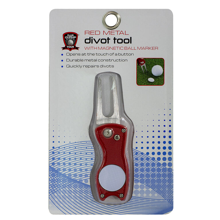 Golf Gifts &amp; Gallery Red Metal Divot Tool w/ Magnetic Ball Marker