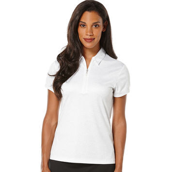 PGA TOUR Womens Short Sleeve Stencil Floral Print Polo