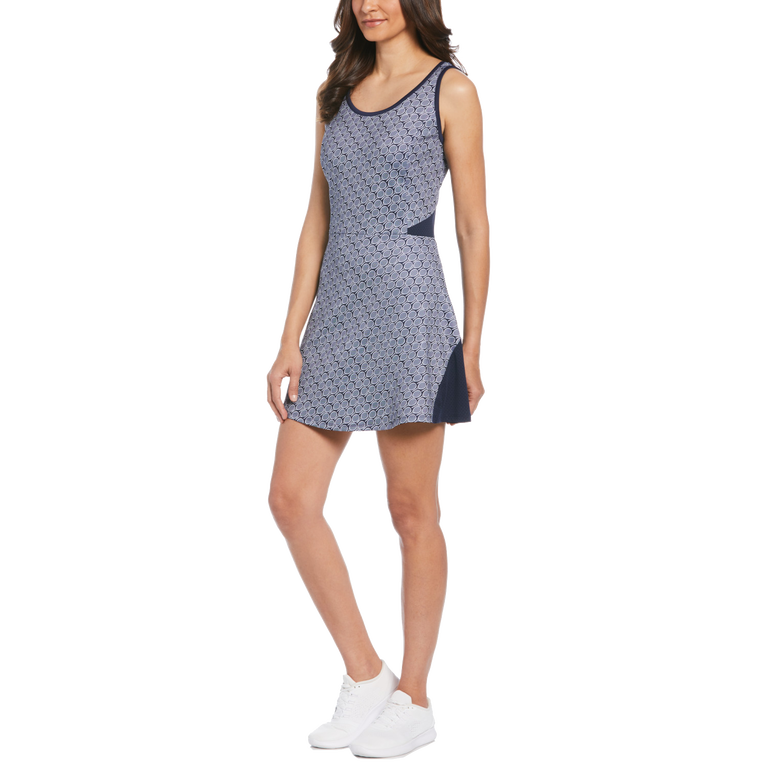 Grand Slam All In Printed Flounce Sleeveless Tennis Dress PGA TOUR