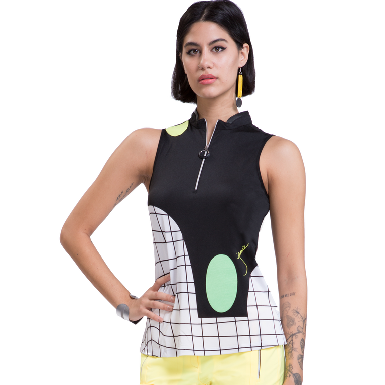 Zest Collection: Geometric Grid Sleeveless Top