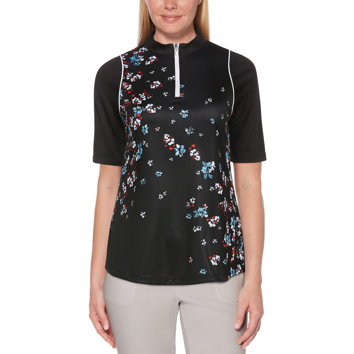 PGA TOUR Apparel Floral Print Half Sleeve Golf Shirt PGA TOUR Superstore