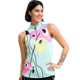 Venus Collection: Poppies Floral Sleeveless Quarter Zip Top