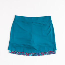 Floral Trim Pleated Back 16.5&quot; Skort