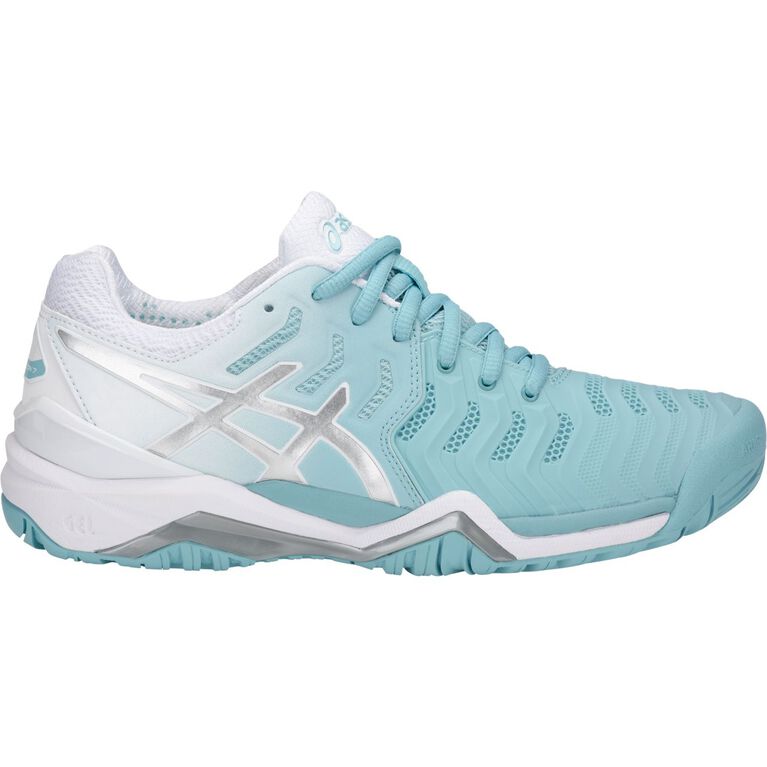 Asics GEL-Resolution 7 Women's Tennis Shoe - White/Blue | PGA TOUR ...