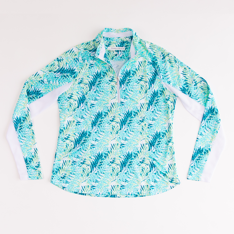 Tropical Floral Women&#39;s Textured Quarter Zip Pull Over