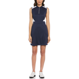 Mesh Color Block Sleeveless Golf Dress