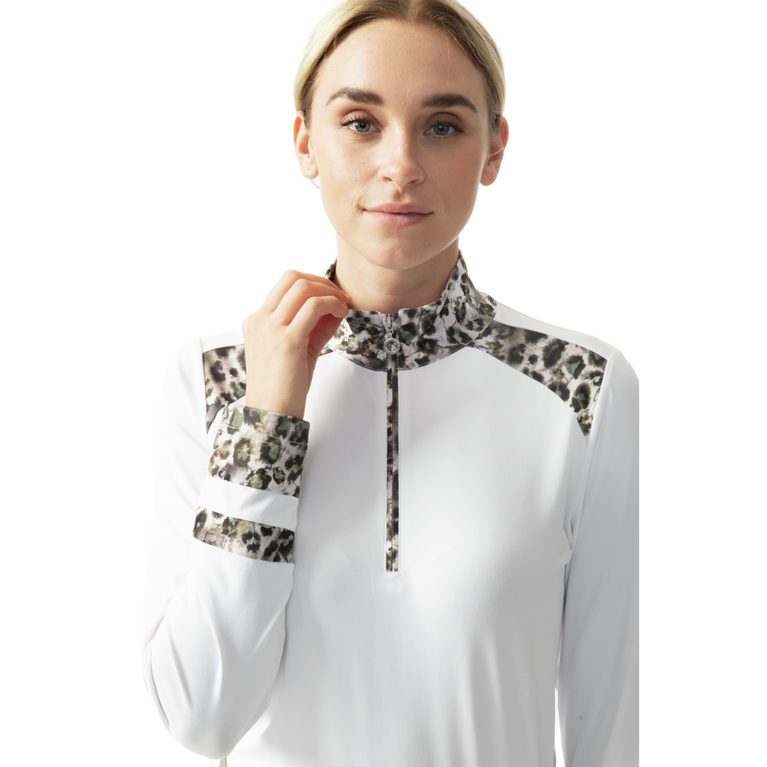Wild Nature Collection: Ash Contrast Animal Print Quarter Zip Pull Over