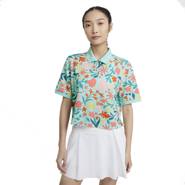 Women&#39;s Short Sleeve Crop Printed Polo Shirt