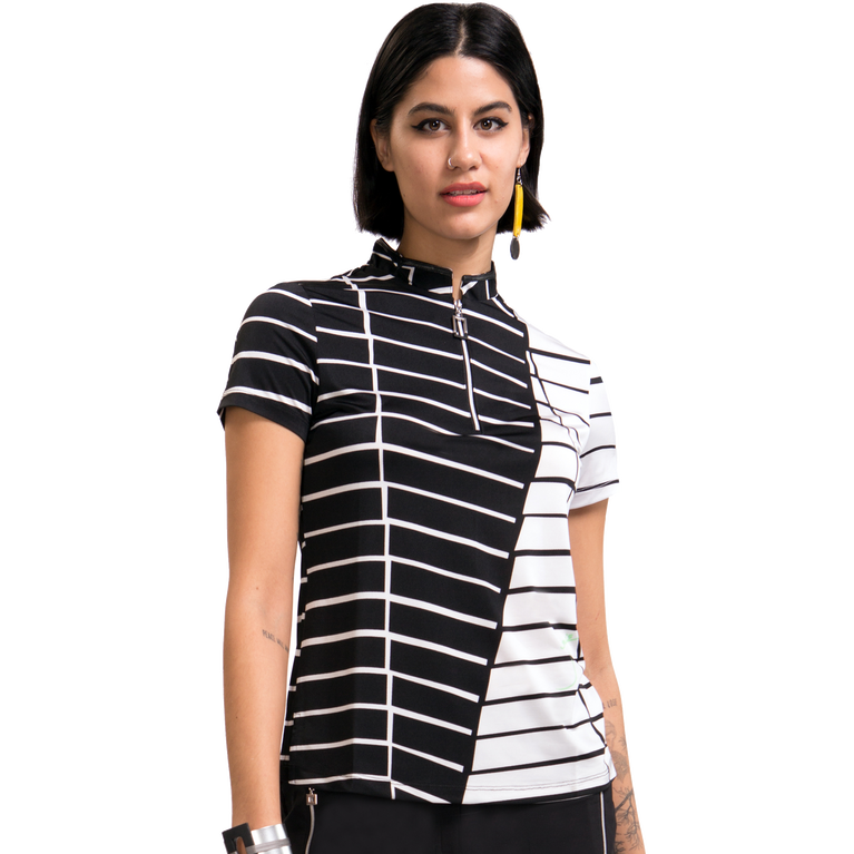 Zest Collection: Tamati Diagonal Striped Short Sleeve Top