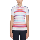 Striped Zip Mock Short Sleeve Polo Shirt