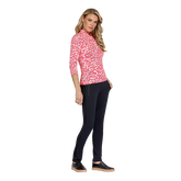 Alternate View 4 of Dashing Diva Collection: Dolores Short Sleeve V-Mock Quarter Zip Top