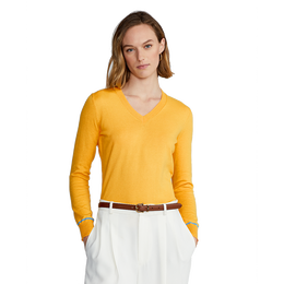 Cotton-Blend V-Neck Pull Over Sweater