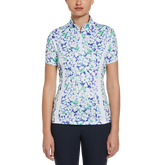 Abstract Floral Print Short Sleeve Golf Shirt