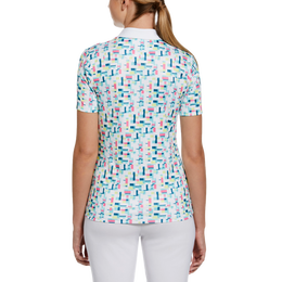 Geometric Print Short Sleeve Polo Shirt