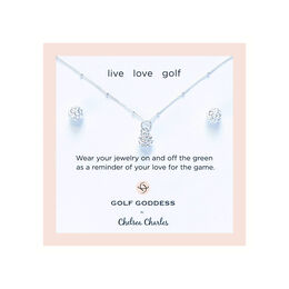 CC Sport Silver Golf Ball Necklace &amp; Earring Set for Little Girls and Tweens